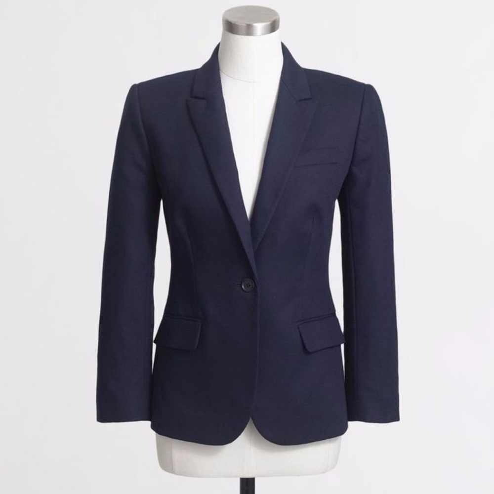 J.CREW Navy Cotton Suiting Blazer - Picture 2 of 3